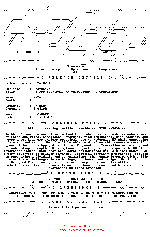 NFO for the release Starweaver.-.AI.For.Strategic.HR.Operations.And.Compliance.2026.BOOKWARE-LERNSTUF by LERNSTUF
