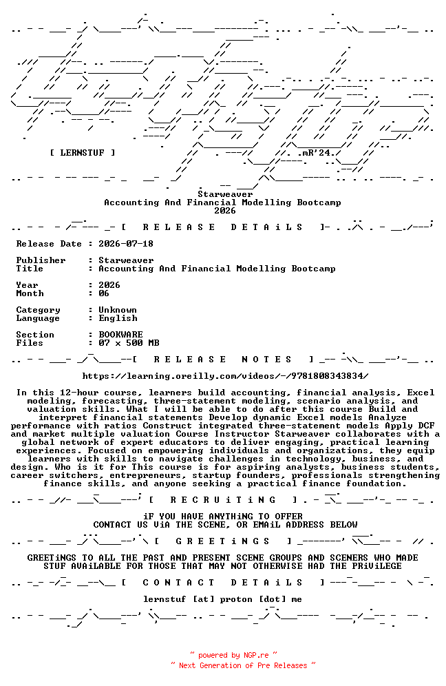 NFO for the release Starweaver.-.Accounting.And.Financial.Modelling.Bootcamp.2026.BOOKWARE-LERNSTUF by LERNSTUF