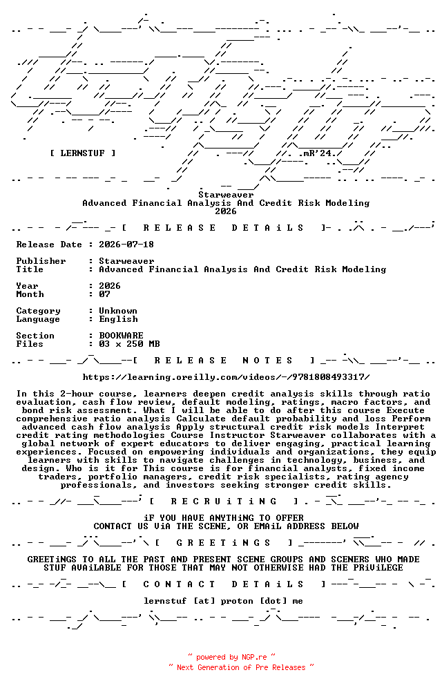 NFO for the release Starweaver.-.Advanced.Financial.Analysis.And.Credit.Risk.Modeling.2026.BOOKWARE-LERNSTUF by LERNSTUF