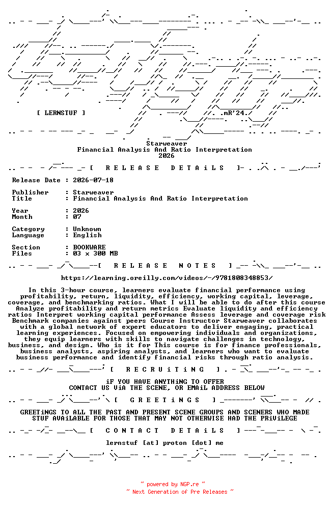 NFO for the release Starweaver.-.Financial.Analysis.And.Ratio.Interpretation.2026.BOOKWARE-LERNSTUF by LERNSTUF