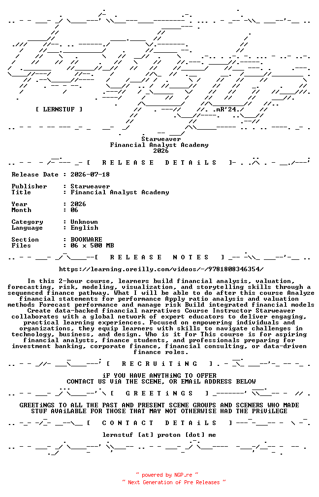 NFO for the release Starweaver.-.Financial.Analyst.Academy.2026.BOOKWARE-LERNSTUF by LERNSTUF