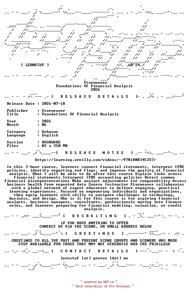 NFO for the release Starweaver.-.Foundations.Of.Financial.Analysis.2026.BOOKWARE-LERNSTUF by LERNSTUF