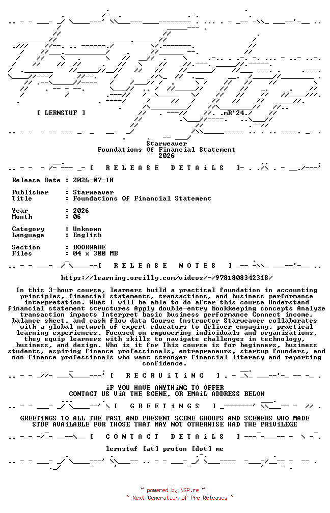 NFO for the release Starweaver.-.Foundations.Of.Financial.Statement.2026.BOOKWARE-LERNSTUF by LERNSTUF