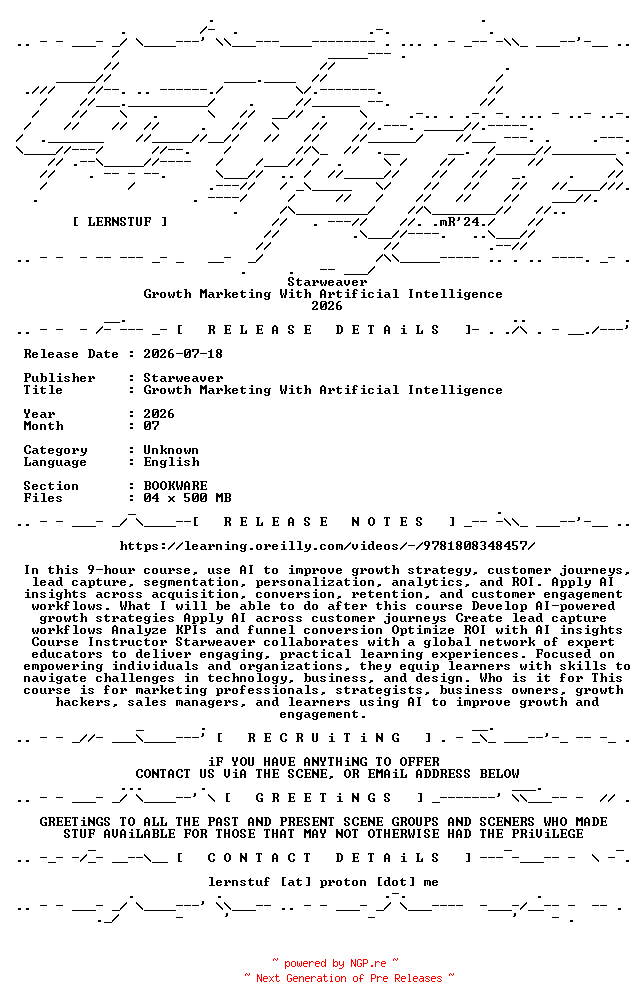 NFO for the release Starweaver.-.Growth.Marketing.With.Artificial.Intelligence.2026.BOOKWARE-LERNSTUF by LERNSTUF
