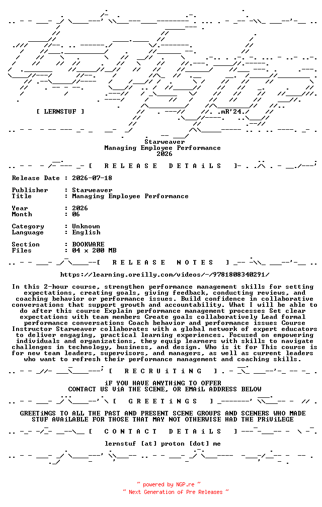 NFO for the release Starweaver.-.Managing.Employee.Performance.2026.BOOKWARE-LERNSTUF by LERNSTUF