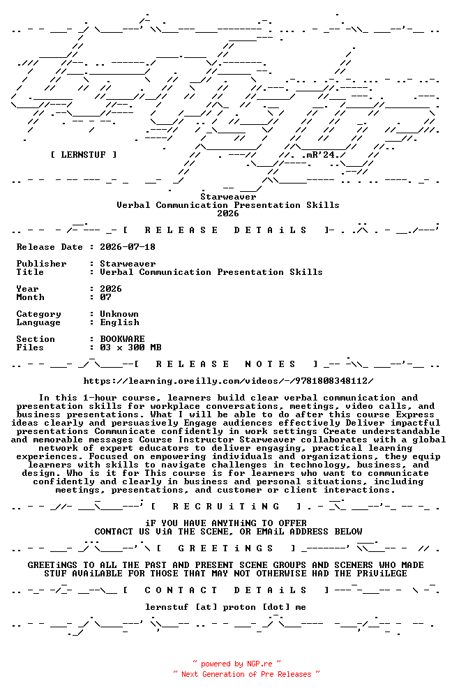 NFO for the release Starweaver.-.Verbal.Communication.Presentation.Skills.2026.BOOKWARE-LERNSTUF by LERNSTUF