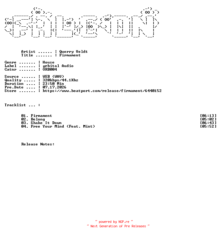 NFO for the release Querry_Veldt-Firmament-(ORB004)-WEB-2026-FALCON by FALCON