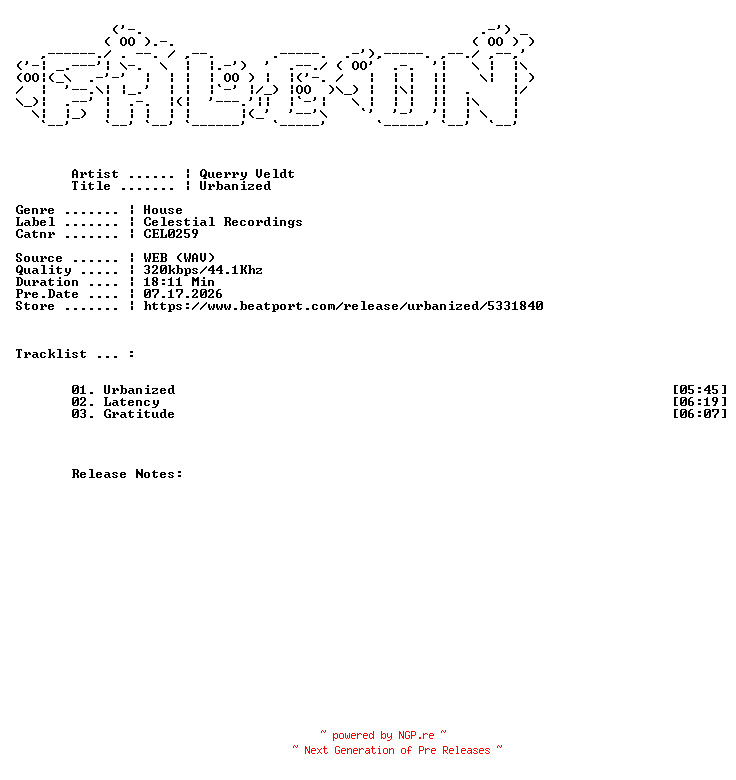 NFO for the release Querry_Veldt-Urbanized-(CEL0259)-WEB-2025-FALCON by FALCON