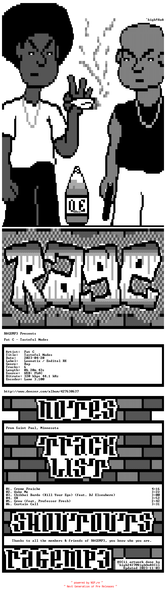NFO for the release Fat_C-Tasteful_Nudes-EP-WEB-2023-RAGEMP3 by RAGEMP3
