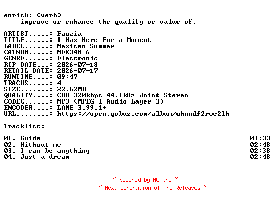 NFO for the release Fauzia-I_Was_Here_For_a_Moment-(MEX348-6)-WEB-2026-ENRiCH by ENRiCH