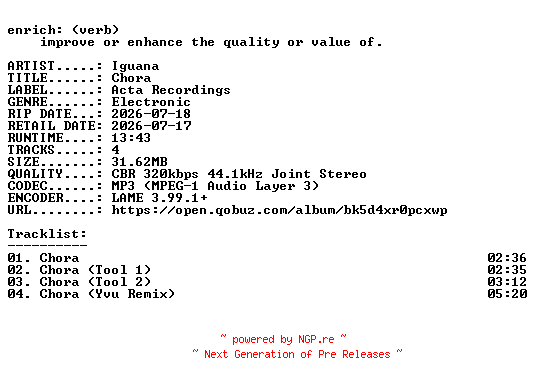 NFO for the release Iguana-Chora-EP-WEB-2026-ENRiCH by ENRiCH