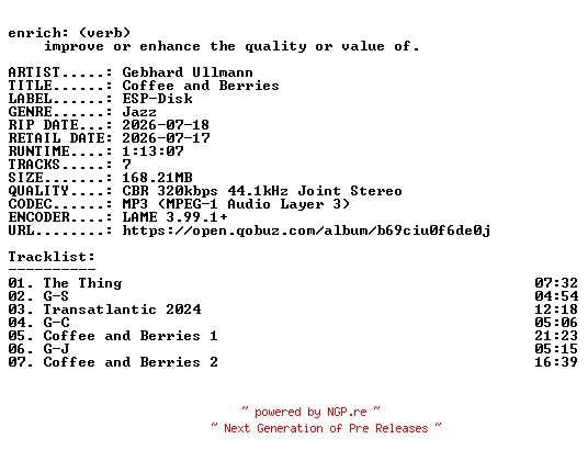 NFO for the release Gebhard_Ullmann-Coffee_and_Berries-WEB-2026-ENRiCH by ENRiCH