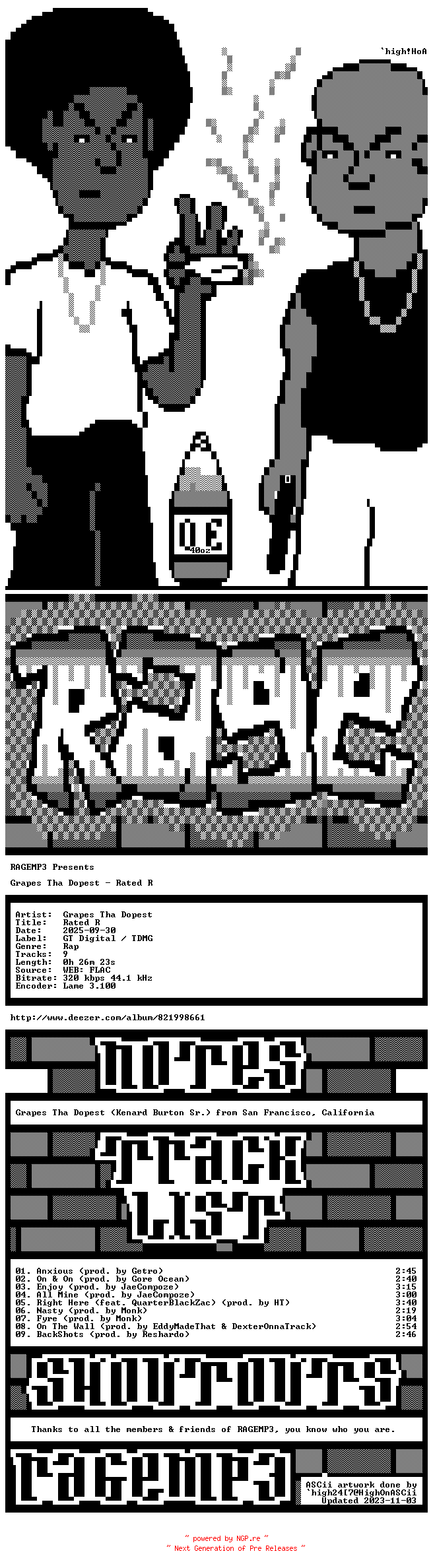 NFO for the release Grapes_Tha_Dopest-Rated_R-WEB-2025-RAGEMP3 by RAGEMP3