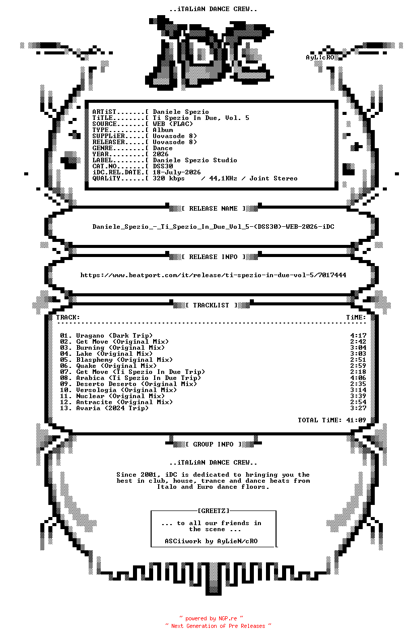 NFO for the release Daniele_Spezio_-_Ti_Spezio_In_Due_Vol_5-(DSS30)-WEB-2026-iDC by iDC
