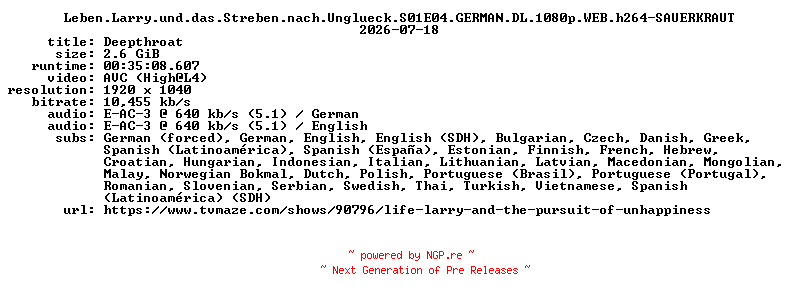 NFO for the release Leben.Larry.und.das.Streben.nach.Unglueck.S01E04.GERMAN.DL.1080p.WEB.h264-SAUERKRAUT by SAUERKRAUT