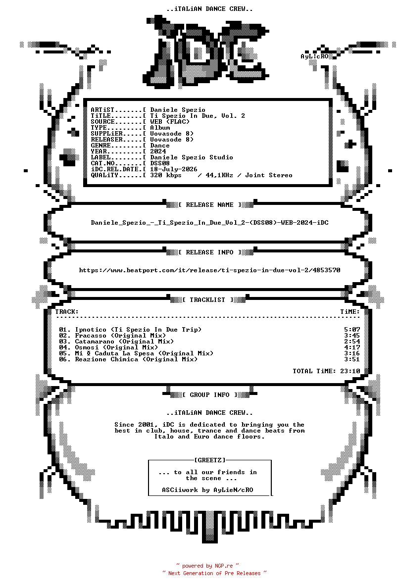 NFO for the release Daniele_Spezio_-_Ti_Spezio_In_Due_Vol_2-(DSS08)-WEB-2024-iDC by iDC