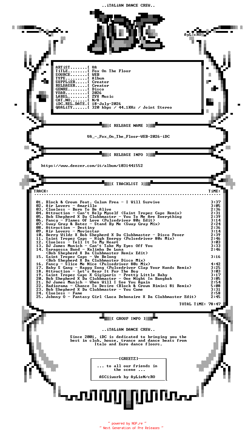 NFO for the release VA_-_Fox_On_The_Floor-WEB-2026-iDC by iDC