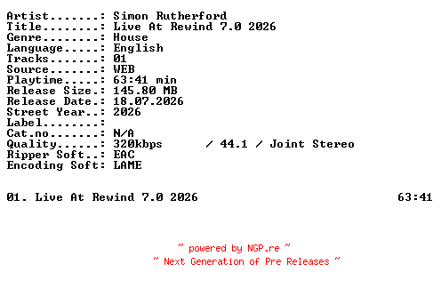 NFO for the release Simon_Rutherford-Live_At_Rewind_7.0_2026-WEB-2026-XTC_iNT by XTC_iNT