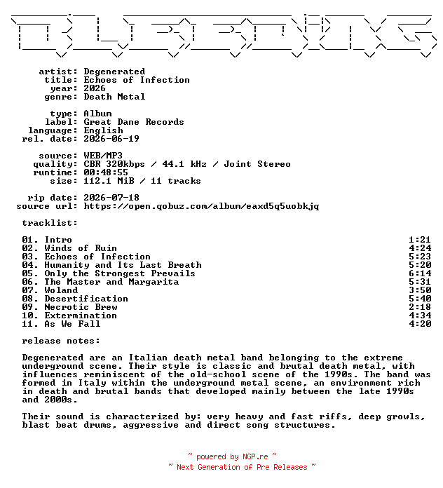 NFO for the release Degenerated-Echoes_of_Infection-WEB-2026-BLEEDiNG by BLEEDiNG