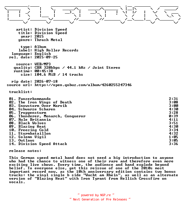NFO for the release Division_Speed-Division_Speed-WEB-2015-BLEEDiNG by BLEEDiNG