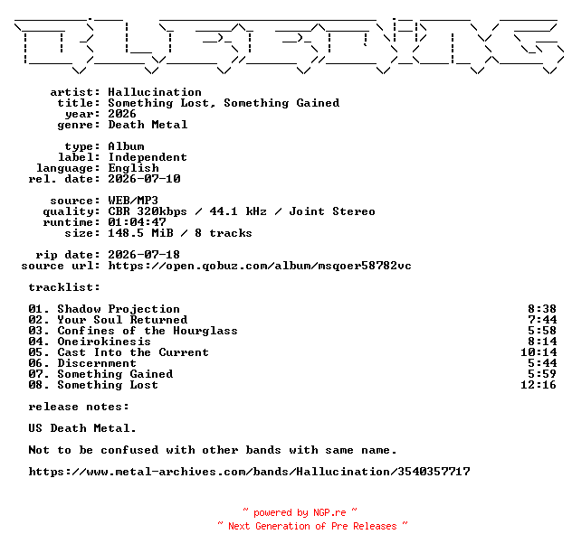 NFO for the release Hallucination-Something_Lost_Something_Gained-WEB-2026-BLEEDiNG by BLEEDiNG