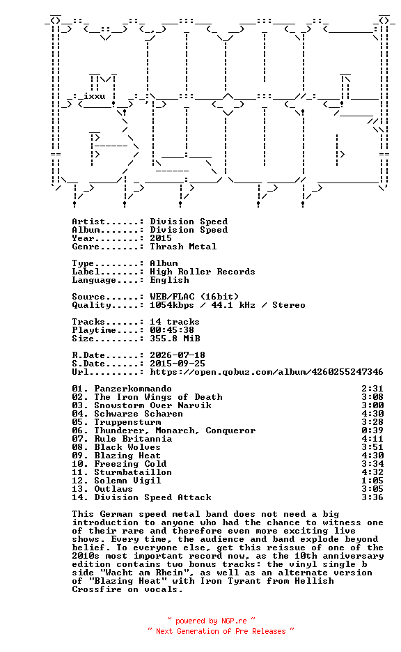 NFO for the release Division_Speed-Division_Speed-16BIT-WEB-FLAC-2015-MOONBLOOD by MOONBLOOD