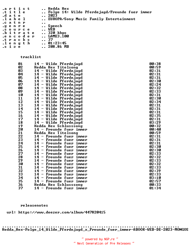 NFO for the release Hedda_Hex-Folge_14_Wilde_Pferdejagd_x_Freunde_fuer_immer-ABOOK-WEB-DE-2023-MONGOS by MONGOS