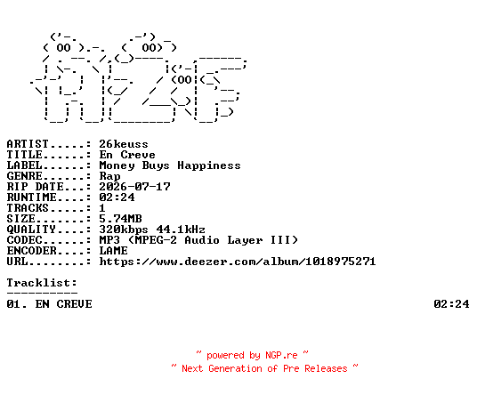 NFO for the release 26keuss-En_Creve-SINGLE-WEB-FR-2026-AZF by AZF