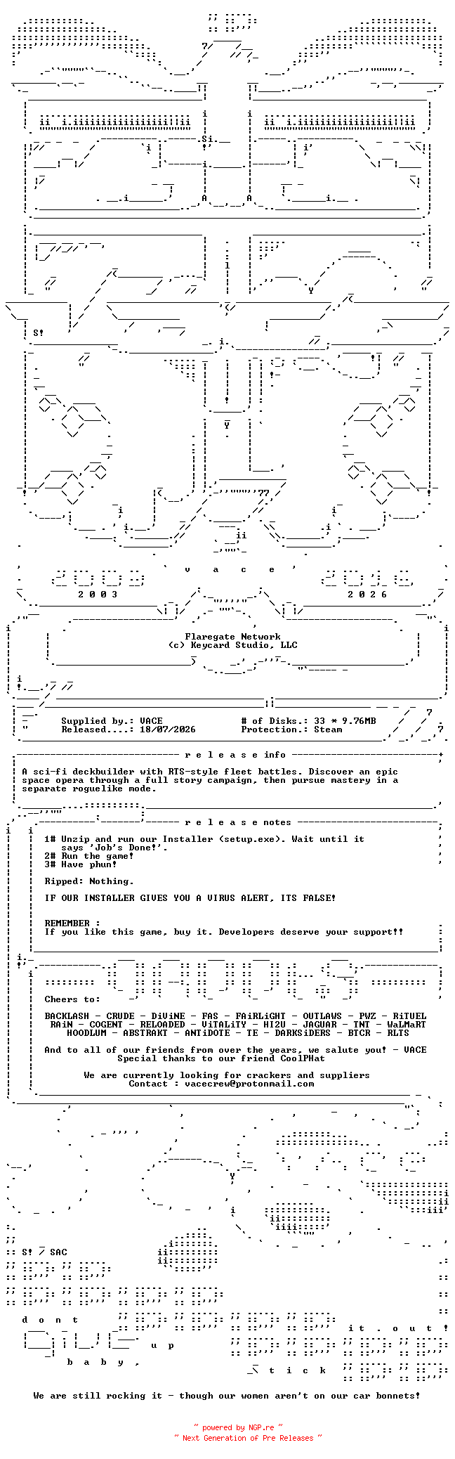 NFO for the release Flaregate_Network-VACE by VACE