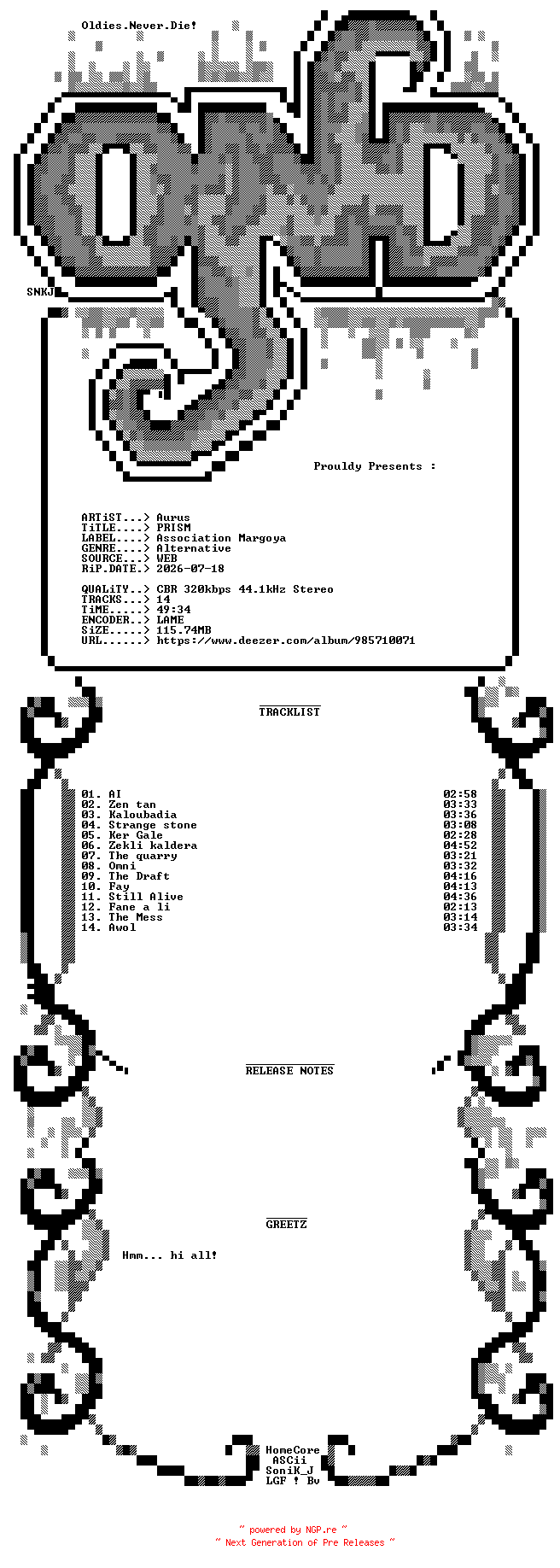NFO for the release Aurus-PRISM-WEB-FR-2026-OND by OND
