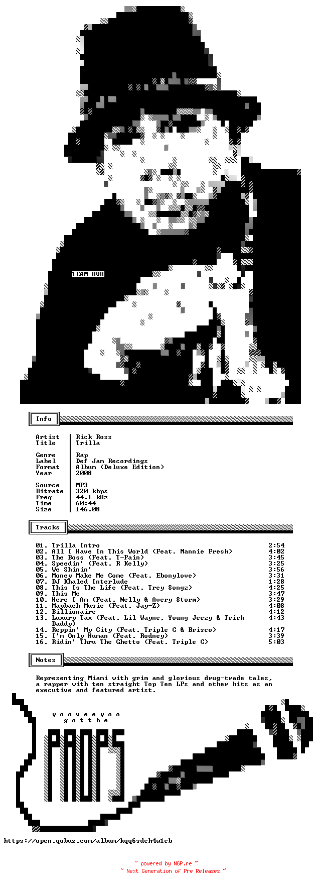 NFO for the release Rick_Ross-Trilla-Deluxe_Edition-WEB-2008-UVU by UVU
