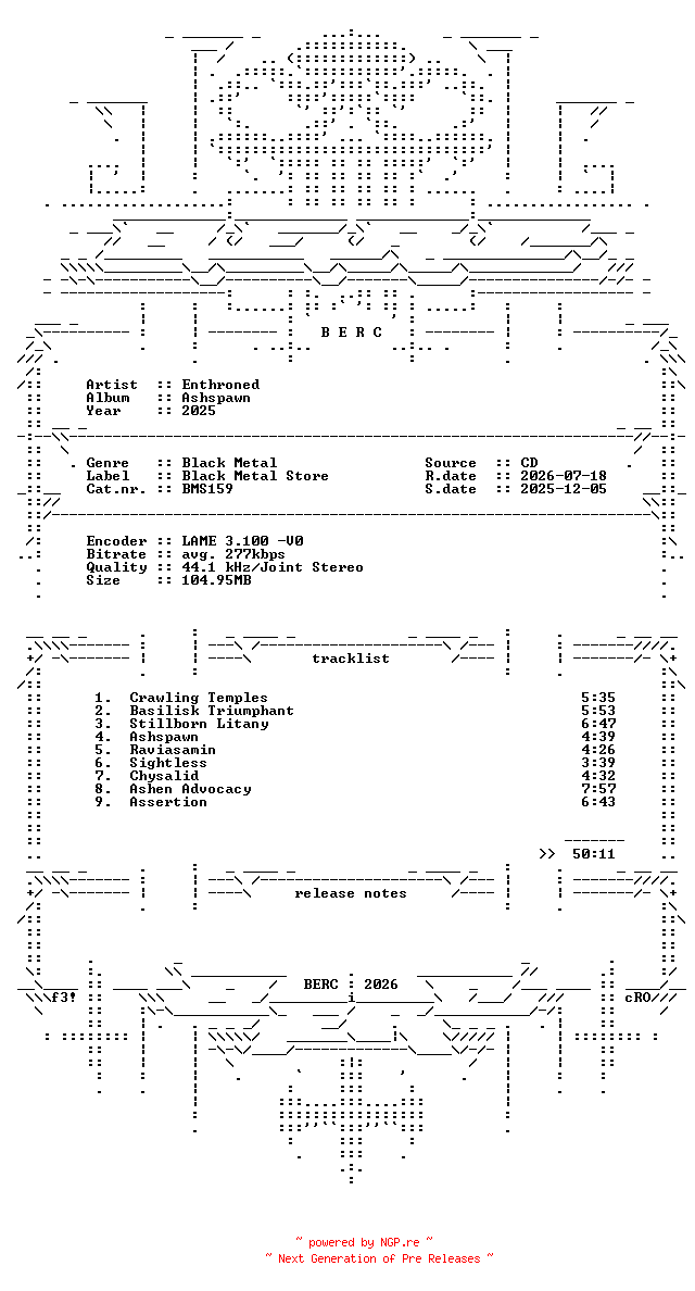 NFO for the release Enthroned-Ashspawn-2025-BERC by BERC