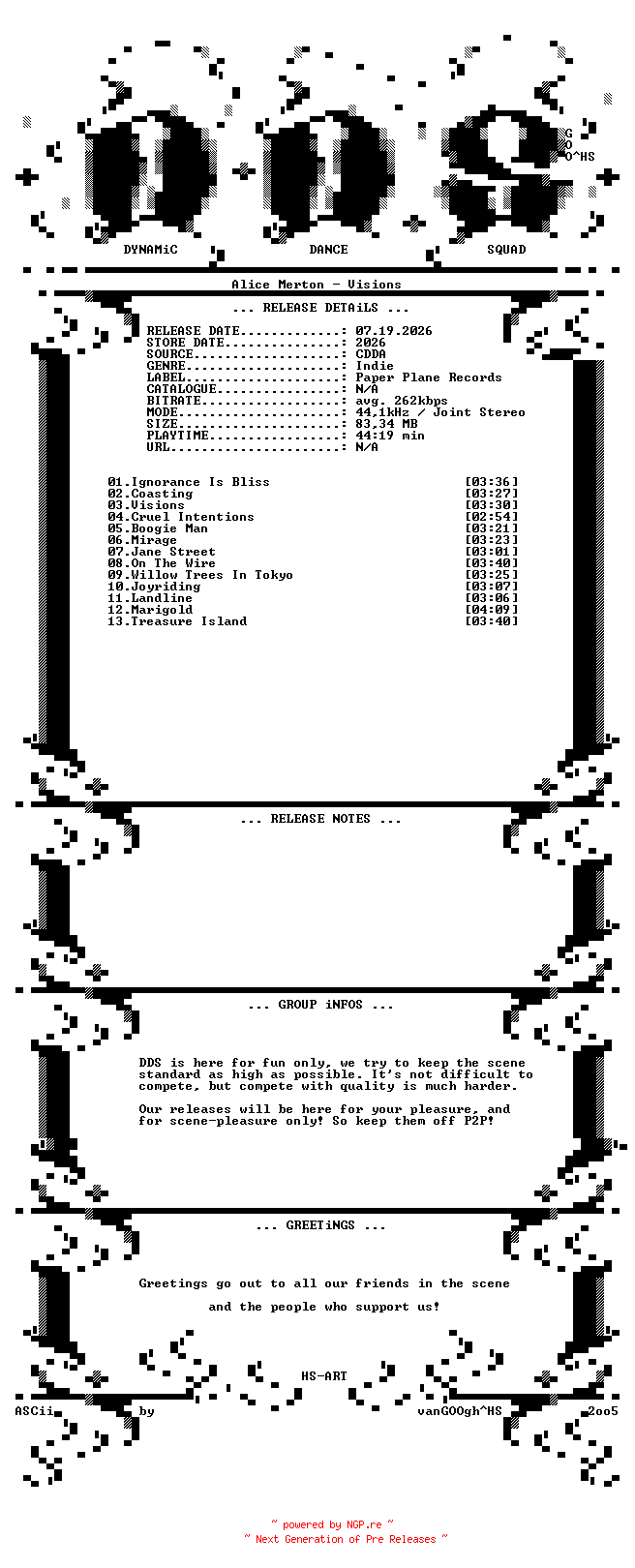 NFO for the release Alice_Merton-Visions-CD-2026-DDS by DDS