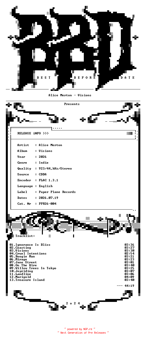NFO for the release Alice_Merton-Visions-(PPR26-004)-CD-FLAC-2026-BBD by BBD