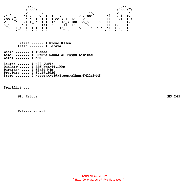 NFO for the release Steve_Allen-Rebota-SINGLE-WEB-2026-FALCON by FALCON