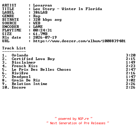 NFO for the release Lovarran-Lov_Story_-_Winter_In_Florida-WEB-FR-2026-GUESTS by GUESTS