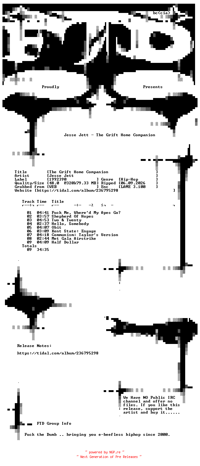 NFO for the release Jesse_Jett-The_Grift_Home_Companion-WEB-2022-FTD by FTD