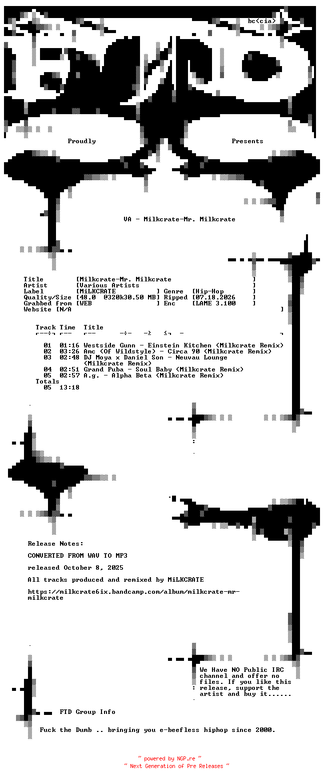 NFO for the release VA-Milkcrate-Mr._Milkcrate-EP-WEB-2025-FTD by FTD