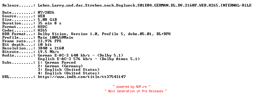 NFO for the release Leben.Larry.und.das.Streben.nach.Unglueck.S01E04.GERMAN.DL.DV.2160P.WEB.H265.INTERNAL-RiLE by RiLE