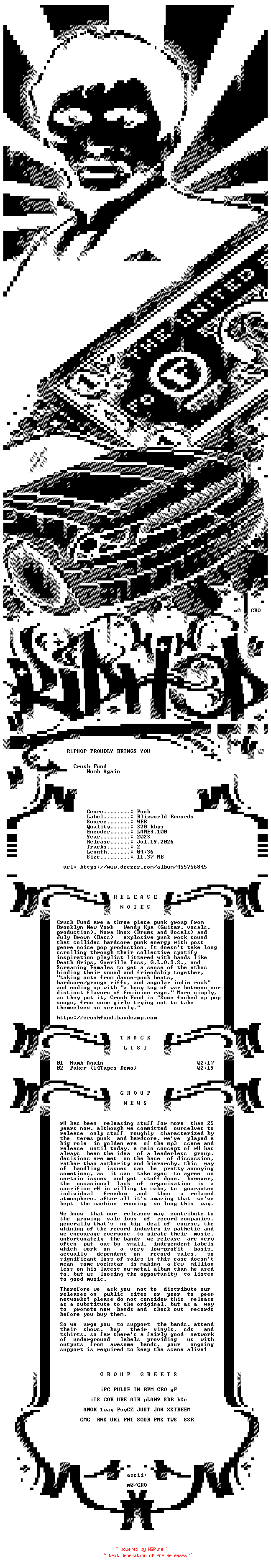 NFO for the release Crush_Fund-Numb_Again-SINGLE-WEB-2023-rH_iNT by rH_iNT