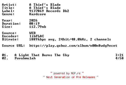 NFO for the release A_Thiefs_Blade-A_Thiefs_Blade-Demo-24BIT-WEB-FLAC-2026-VEXED by VEXED