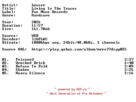 NFO for the release Leuser-Living_In_The_Traces-24BIT-WEB-FLAC-2026-VEXED by VEXED