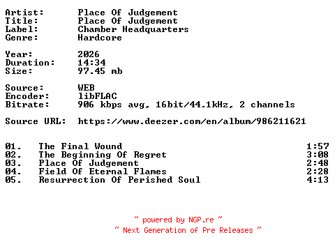 NFO for the release Place_Of_Judgement-Place_Of_Judgement-16BIT-WEB-FLAC-2026-VEXED by VEXED