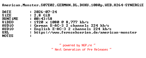 NFO for the release American.Monster.S07E02.GERMAN.DL.DOKU.1080p.WEB.H264-SYNERGiE by SYNERGiE