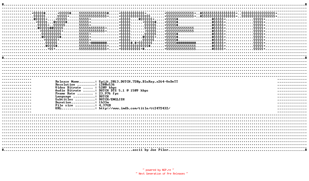 NFO for the release Spijt.2013.DUTCH.720p.BluRay.x264-VeDeTT by VeDeTT