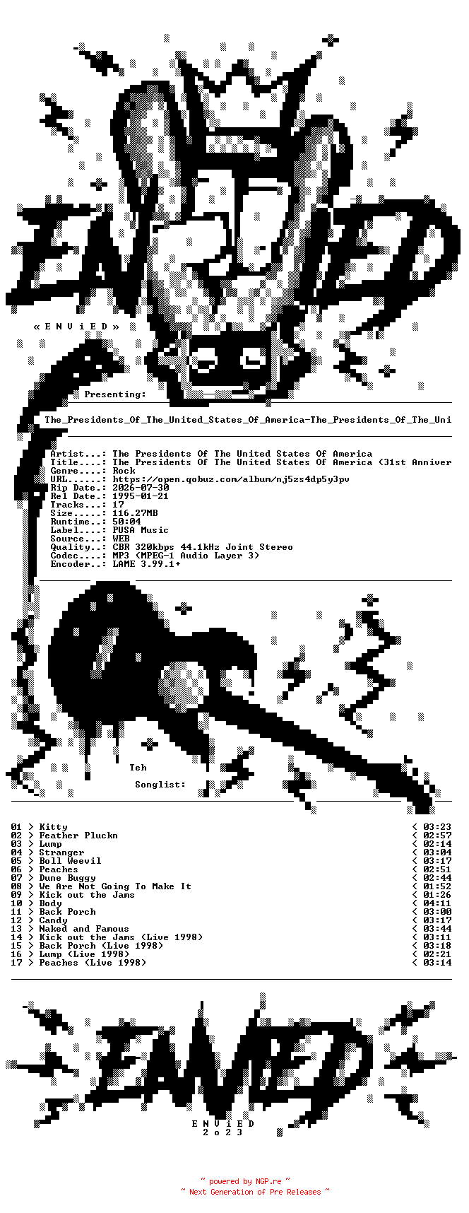 NFO for the release The_Presidents_Of_The_United_States_Of_America-The_Presidents_Of_The_United_States_Of_America_(31st_Anniversary_Deluxe_Edition)-WEB-2026-ENViED by ENViED