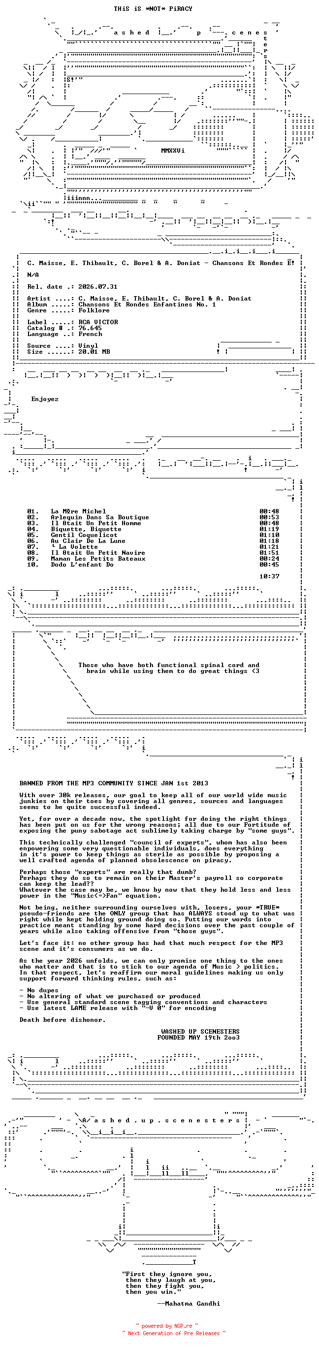 NFO for the release C_Maisse_E_Thibault_C_Borel_et_A_Doniat--Chansons_et_rondes_enfantines_no_1-VL-FR-1962-WUS by WUS