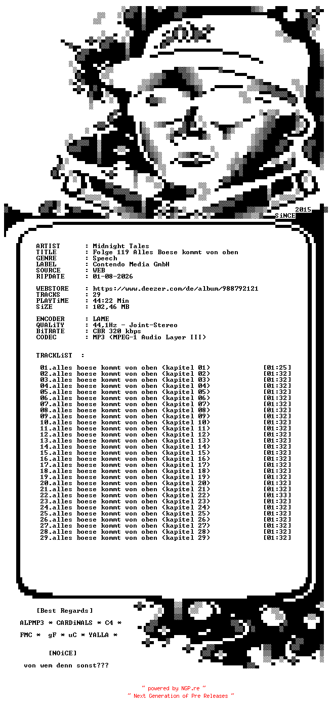 NFO for the release Midnight_Tales_-_Folge_119_Alles_Boese_kommt_von_oben-AUDIOBOOK-WEB-DE-2026-NOiCE by NOiCE