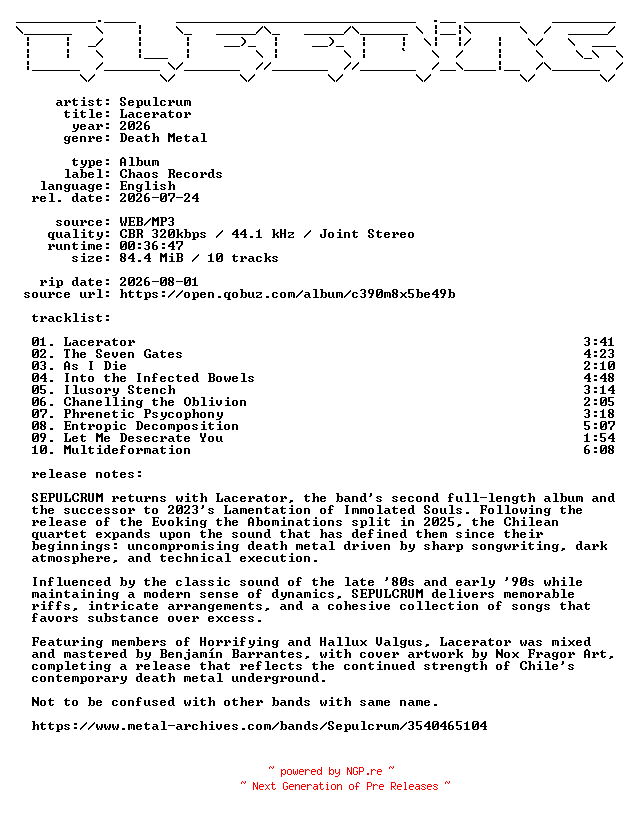 NFO for the release Sepulcrum-Lacerator-WEB-2026-BLEEDiNG by BLEEDiNG
