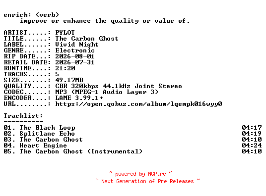 NFO for the release PYLOT-The_Carbon_Ghost-EP-WEB-2026-ENRiCH by ENRiCH